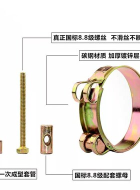 欧式 铁强力喉箍镀彩锌抱箍固定水管卡子油管卡箍管夹重型卡箍