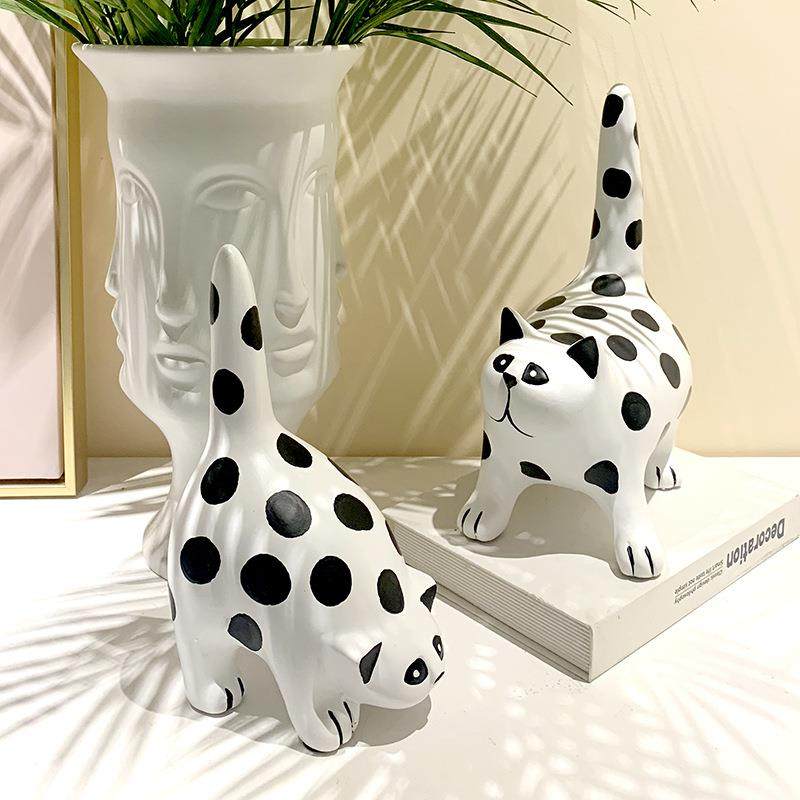 波点猫咪动物树脂客厅摆件家居饰品创意桌面酒柜装饰品样板间轻奢,淘宝优惠券,粉丝福利购,淘宝优惠卷