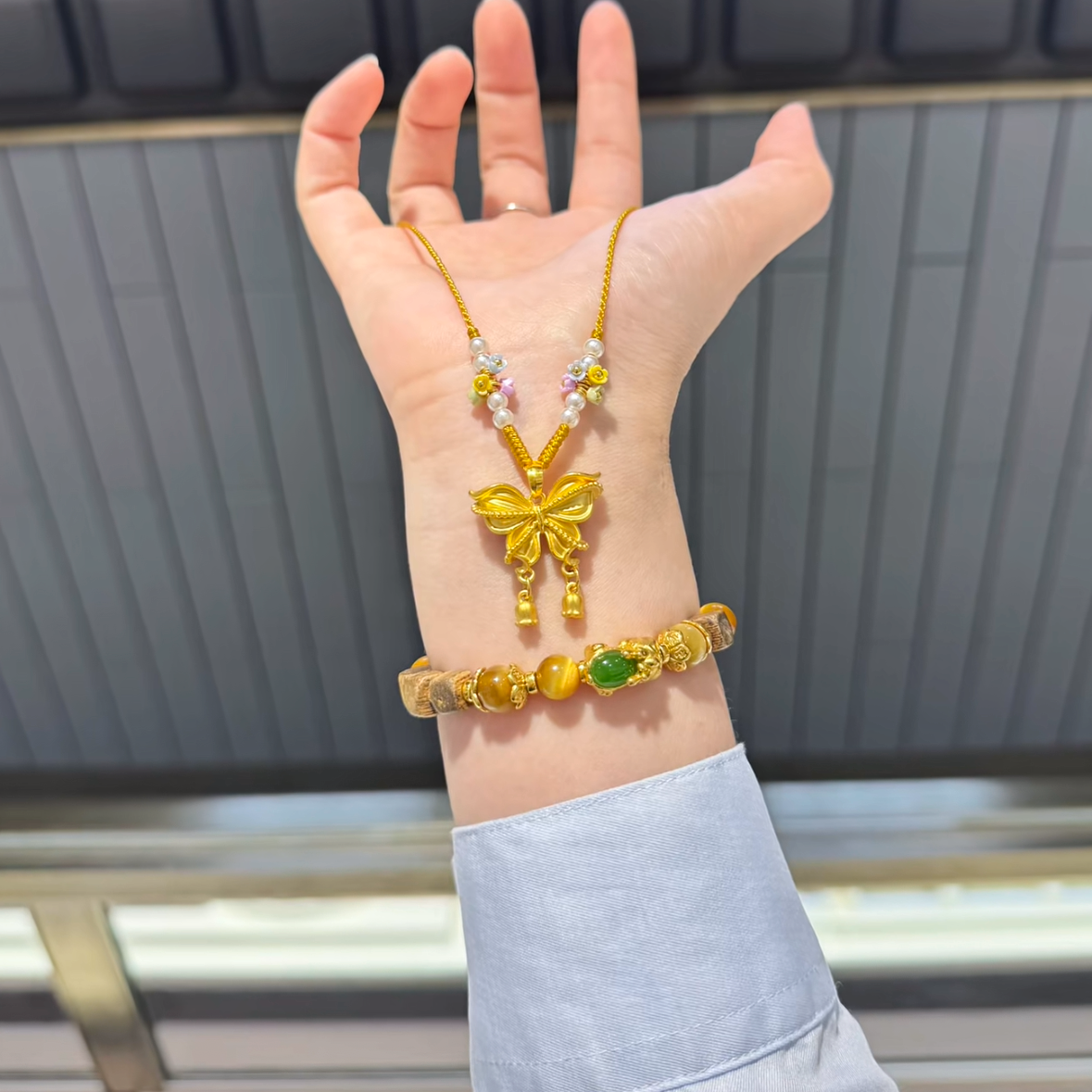 希曼汀黄金蝴蝶吊坠女999足金在逃公主编织绳项链生日礼物送女友,淘宝优惠券,粉丝福利购,淘宝优惠卷