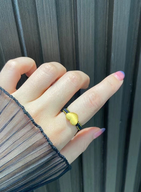 希曼汀珠宝 999足金拉丝桃心编绳戒指黄金编织新款潮指环送女友
