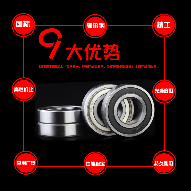 深沟球滚动轴承6206Z ZZ 6206RS 2RS 6206RZ内径30外径62厚度16mm - 图1
