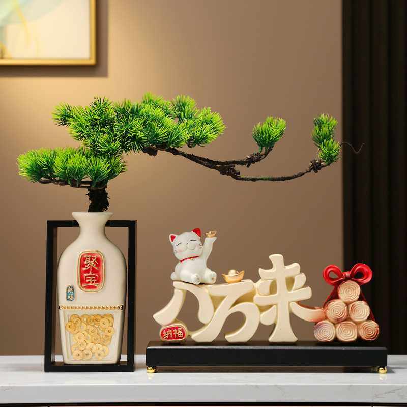 新中式摆件八方来财入户玄关客厅餐边柜装饰店铺乔迁开业布置用品,淘宝优惠券,粉丝福利购,淘宝优惠卷