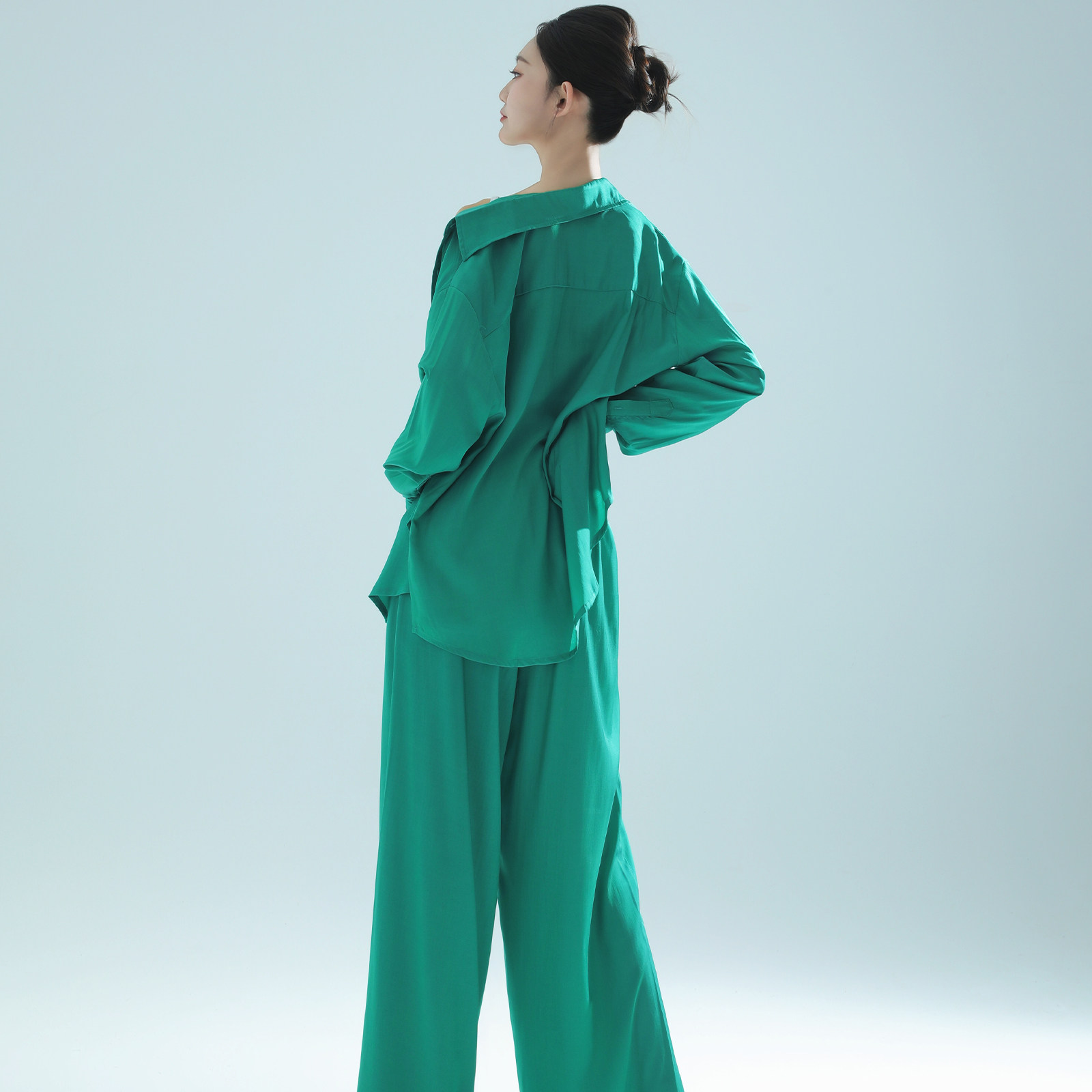 艾舞尔古典舞舞蹈服衬衫长袖上衣套装飘逸显瘦现代舞练功服裤子 - 图2