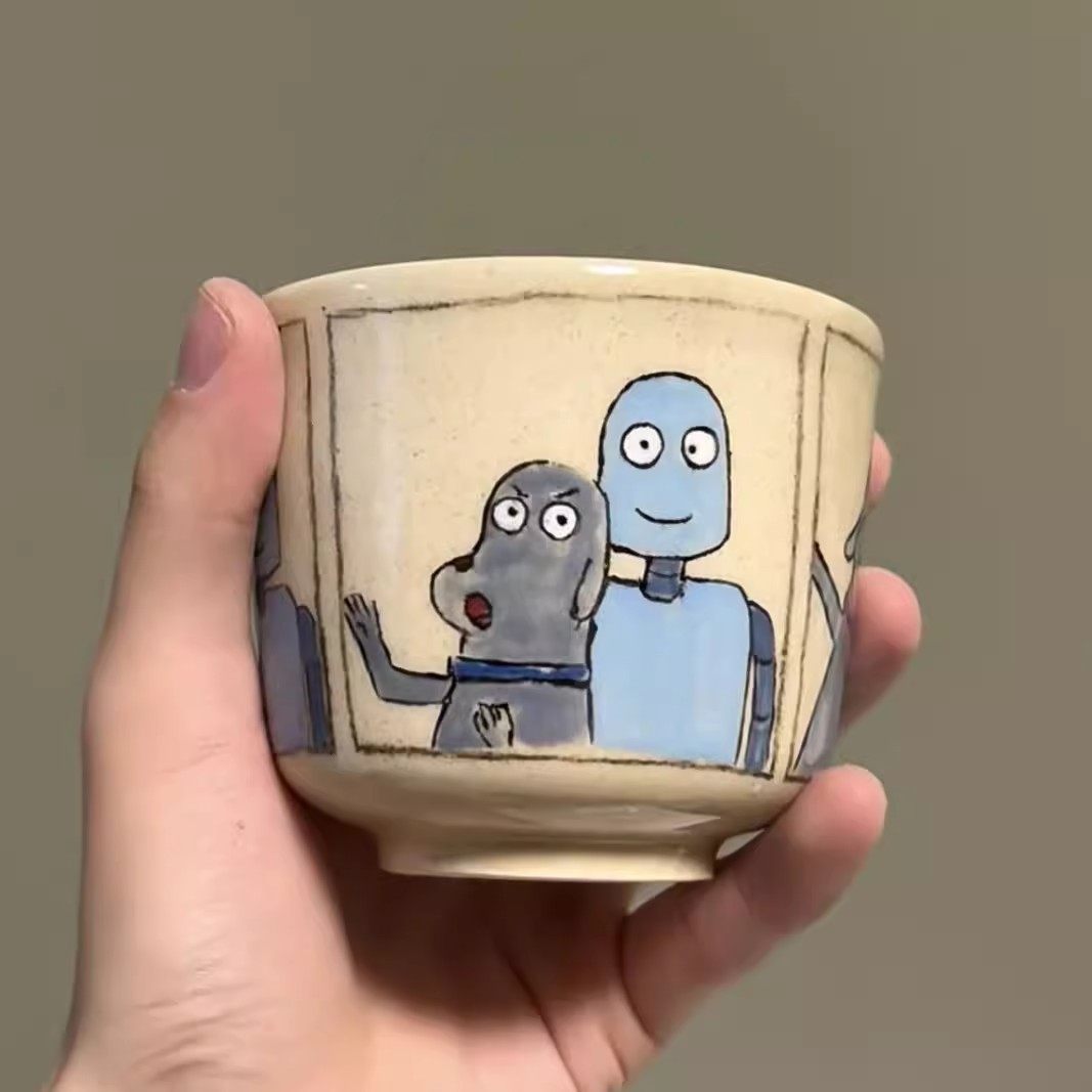 现货！勾画手绘机器人之梦周边陶瓷咖啡马克杯可爱机器人小狗礼物,淘宝优惠券,粉丝福利购,淘宝优惠卷