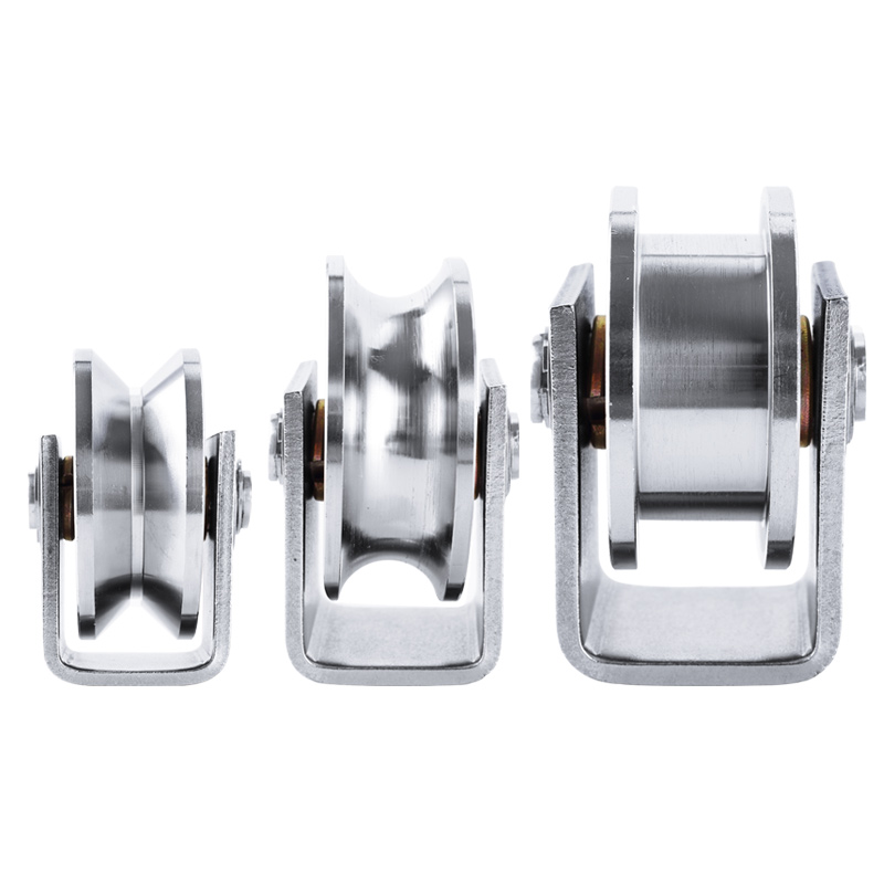 304# stainless steel pulley V/U/H type track wheel bearing fixed pulley sliding door angle wheel lifting wire rope pulley