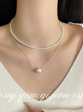 日韩银色拉丝爱心设计感项链仙女