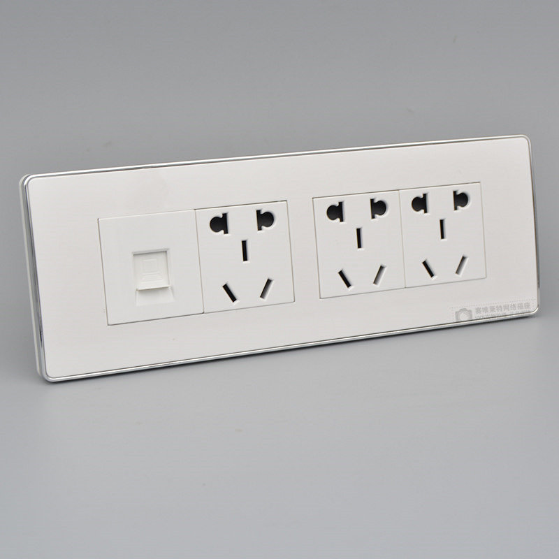 四位六类网络带3个五孔插座CT千兆电脑网线网口墙壁面板插 - 图1