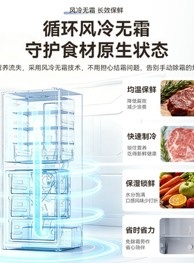 奥克斯风冷无霜冰箱家用一级能效