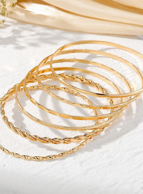 ins欧美跨境手饰菱形麻花光面