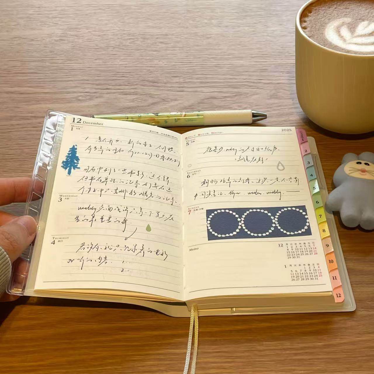 2026年蓝色彩虹索引日程手帐本韩版高颜值学生周计划日记笔记本子,淘宝优惠券,粉丝福利购,淘宝优惠卷