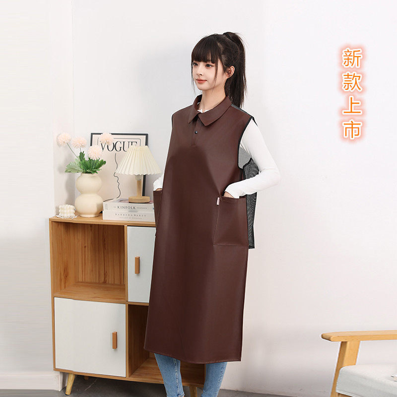 新款加长防水U皮围裙定制餐饮家用美甲坎肩咖啡奶茶店工作服印字,淘宝优惠券,粉丝福利购,淘宝优惠卷
