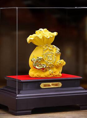 绒沙金钱袋摆件聚福袋招财客厅电视柜酒柜玄关装饰品创意开 业礼