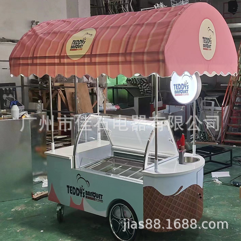 厂家供应户外摆摊车110V9盘雪糕车 gelato cart冰淇淋手推车-图0