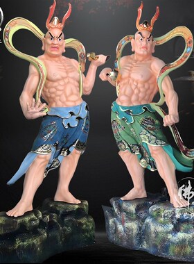 哼哈二将神像左右护法门神菩萨像大力士供奉树脂玻璃钢铜雕