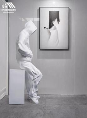 商场卫衣人艺术雕塑电镀坐姿模特大摆件酒吧ktv大厅开业人物装饰