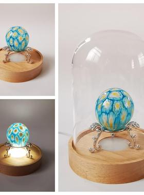 新展厅家居装饰宝石防尘玻璃罩Led灯实木底座带USB插头线