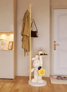 客厅奶油风熊猫儿童卧室电视柜沙发边几旁落地衣帽架挂衣包架