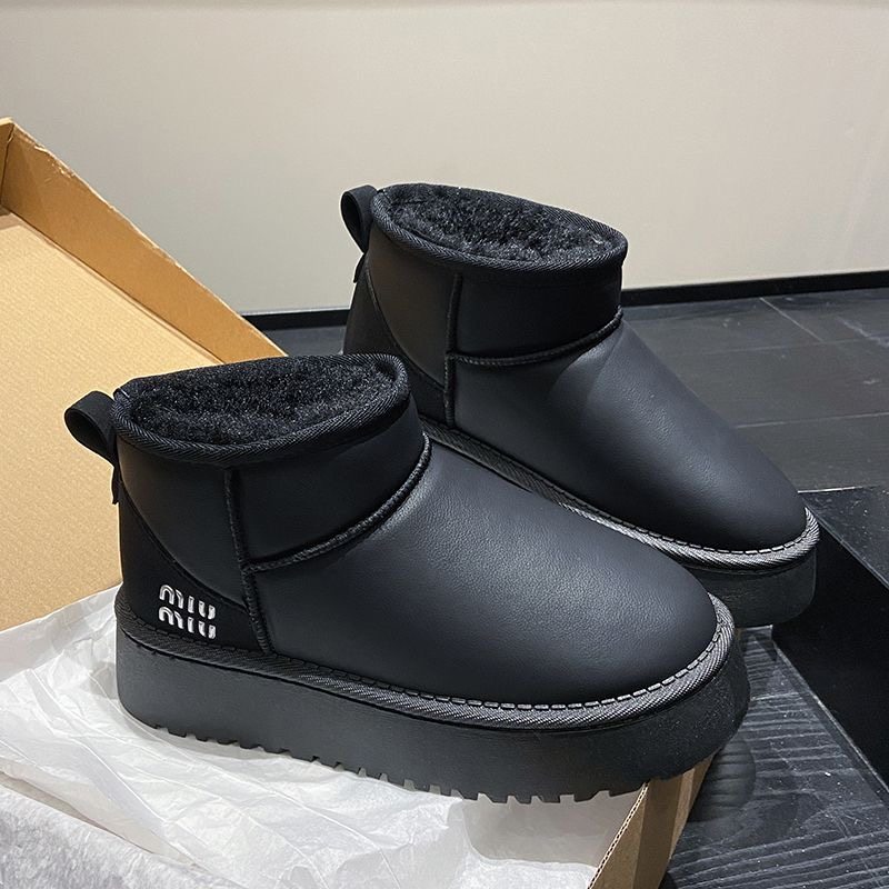 厚底皮面雪地靴女加绒加厚休闲短靴2026新款冬季防水防滑面包棉鞋,淘宝优惠券,粉丝福利购,淘宝优惠卷