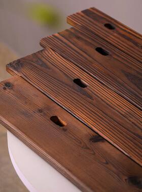 古法养鱼造景天然实木流水罐过滤摆件配件生态鱼缸鱼盆横杆碳化板