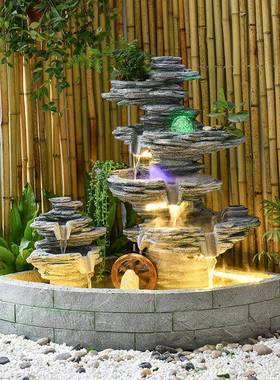 庭院鱼池造景装饰假山流水喷泉户外阳台循环水景观风水轮生财摆件