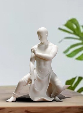汉鸿 创意办公室装饰品摆件招财陶瓷人物家居客厅书房桌面摆设品