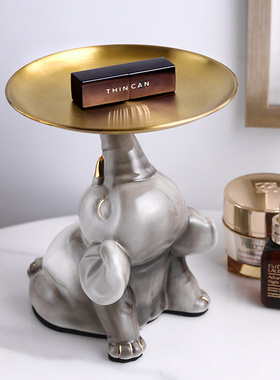 创意小象轻奢摆件桌面收纳玄关进门钥匙客厅家居装饰品开业礼物