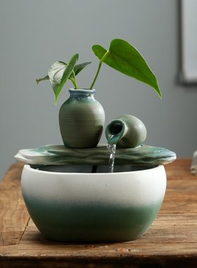 小型流水器喷泉流水摆件客厅循环水转运办公室桌面加湿器装饰品