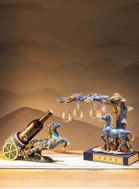 葡萄杯红酒架摆件现代轻奢新中式博古架家里酒柜子玄关装饰工艺品