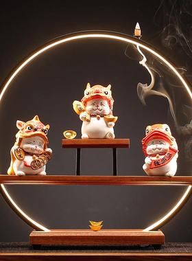 创意舞狮招财猫摆件可爱小号家居客厅桌面装饰乔迁店铺开业礼品