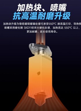 拓X1C/P1P竹子挤出头2.0升级硬化钢热端3D印表机高温可拆卸组件