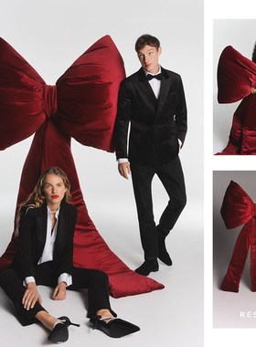 圣诞节蝴蝶结网红打卡布景新年商场冬天摆件橱窗装饰拍照道具红色