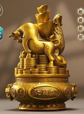 黄铜三合局生肖鼠牛虎兔龙蛇马羊猴鸡狗猪客厅办公室入户玄关摆件