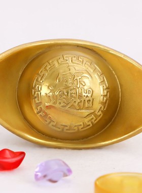 善缘堂黄铜元宝摆件小号中号大号手工家用客厅桌面工艺品装饰品