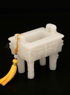 天然玉石鼎一言九鼎商务礼品摆件办公桌精品家居玄关老板桌面摆设