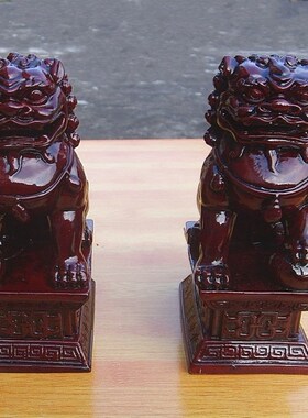 护宅石雕刻狮子双狮看门大号石狮子守门神摆件17cm石材