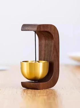 铃铛挂件门铃黑胡桃木多巴胺磁吸式风铃入户提醒黄铜乔迁礼物装饰