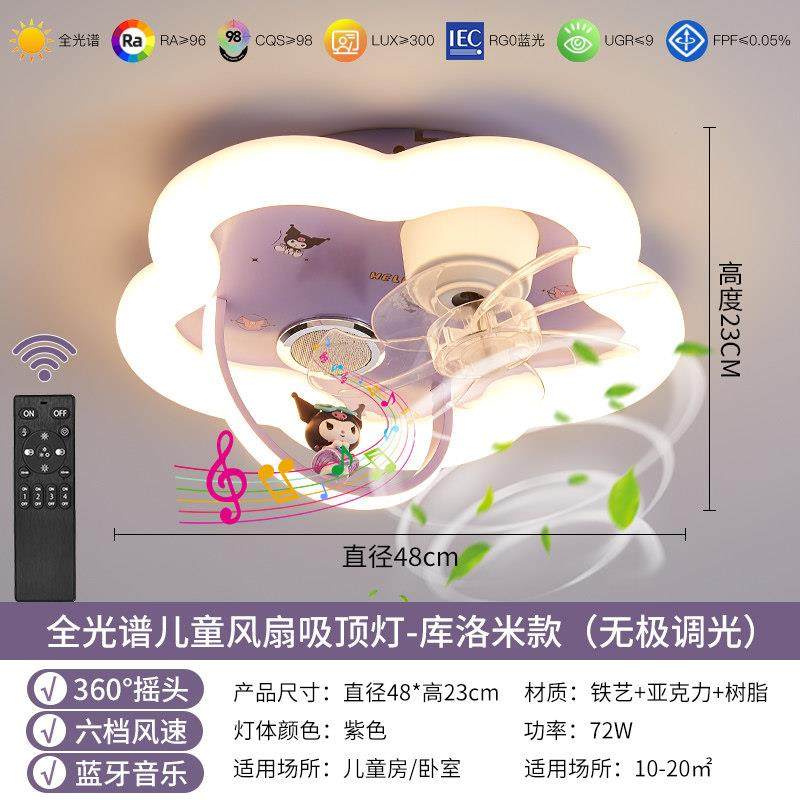 儿童房女孩吊扇灯全光谱护眼库洛米温馨带风扇2025新款吸顶灯,淘宝优惠券,粉丝福利购,淘宝优惠卷
