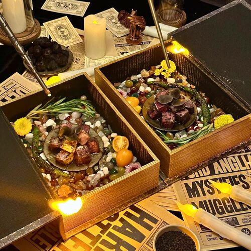 餐厅仪式感创意摆台网红魔术书烤肉餐具酒吧装饰木盒书中菜托盘碟 - 图2