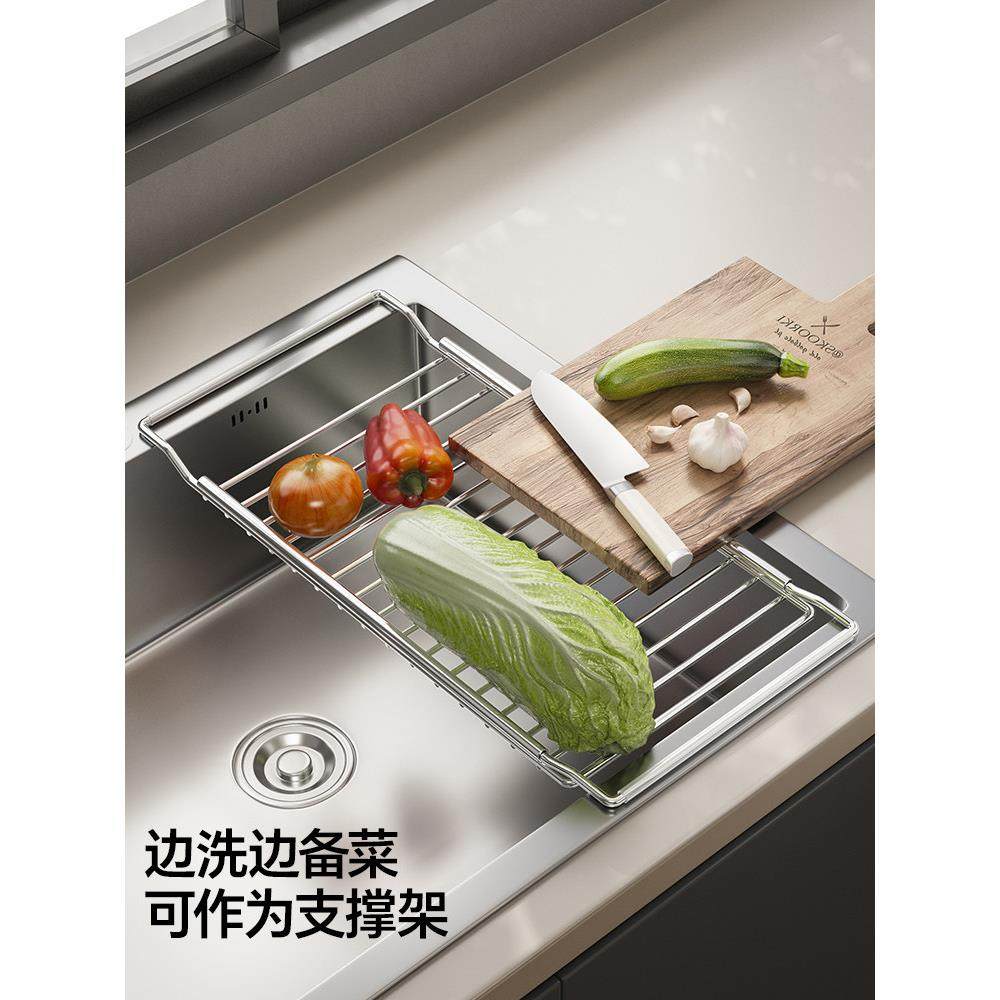 不锈钢伸缩厨房水槽沥水架碗盘碟架果蔬洗碗池水池杯子抹布沥水板,淘宝优惠券,粉丝福利购,淘宝优惠卷