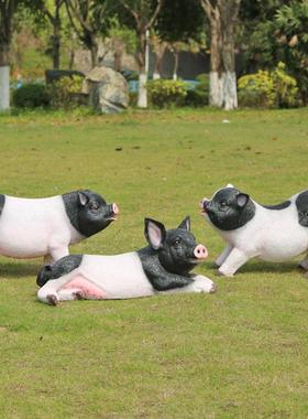 户外彷真动物模型玻璃纤维猪雕塑摆件园林景观农场饭厅门口香猪装