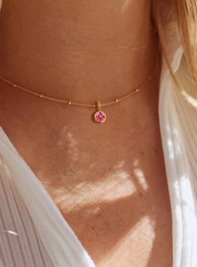 钛钢项炼不掉色欧美生辰石ins时尚百搭配饰不锈钢镶钻颈炼 炼 锁