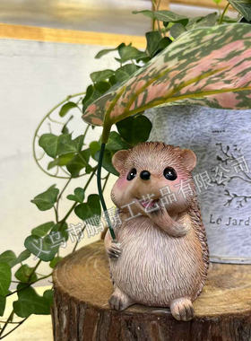 创意仿真小动物刺猬摆件户外庭院草坪盆景布置装饰摆件树脂工艺品