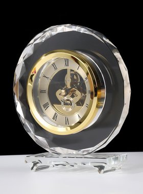 新款水晶钟表摆件时钟摆件水晶钟办公桌面摆台水晶家居装饰品礼品