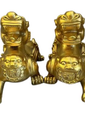 貔貅铜貔貅摆件全铜神兽皮丘一对公母客厅店铺开业送礼工艺品