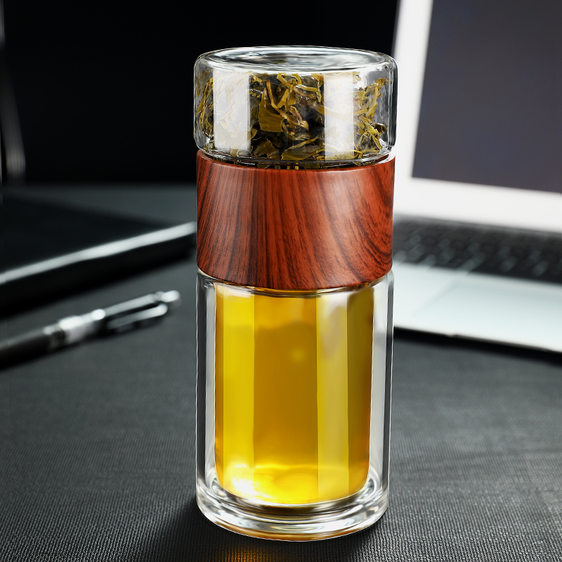 茶杯加厚双层玻璃杯大容量茶水分离泡茶杯便携随手杯过滤网水杯子 - 图2