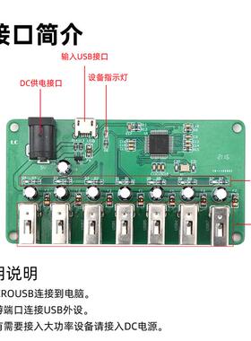 USB 2.0扩展模块 HUB模块 多口USB供电扩展模块充电 1转7口集线器