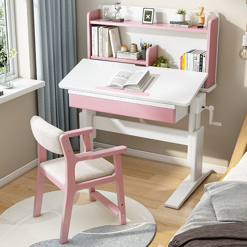 70/90cm multifunctional children's study table and chair all solid wood desk bookshelf integrated small apartment student writing desk