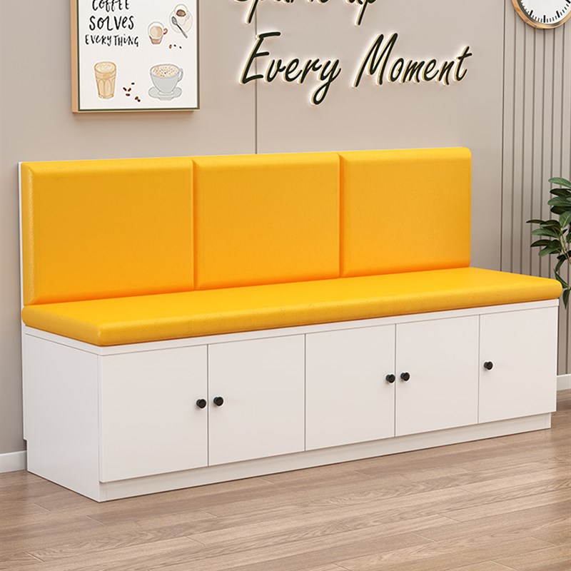 对开门卡座沙发定制奶茶店餐厅储物凳家用简约沙发凳小户型沙发椅 - 图3