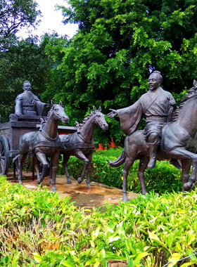 古代名人雕塑孔子周游列国玻璃钢仿铜历史人物大型雕像定制校园