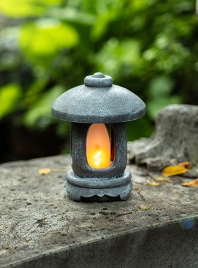 户外防水日式复古树脂太阳能灯庭院草坪花园装饰别墅造景落地摆件